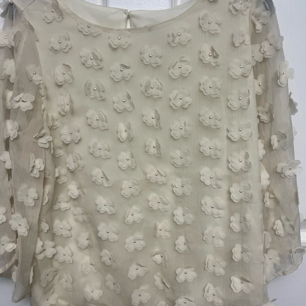 Elegant Cream Floral Women's Top